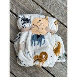 Adirondack Baby Blanket Safari Zebra Lion Elephant Monkey Alligator Beige New
